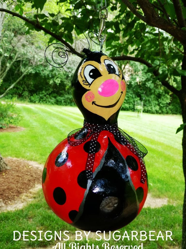 Darling+Little+Sweet+Model ... Hand Painted Birdhouse Gourd Art Cute as a BUG Just Darling | eBay