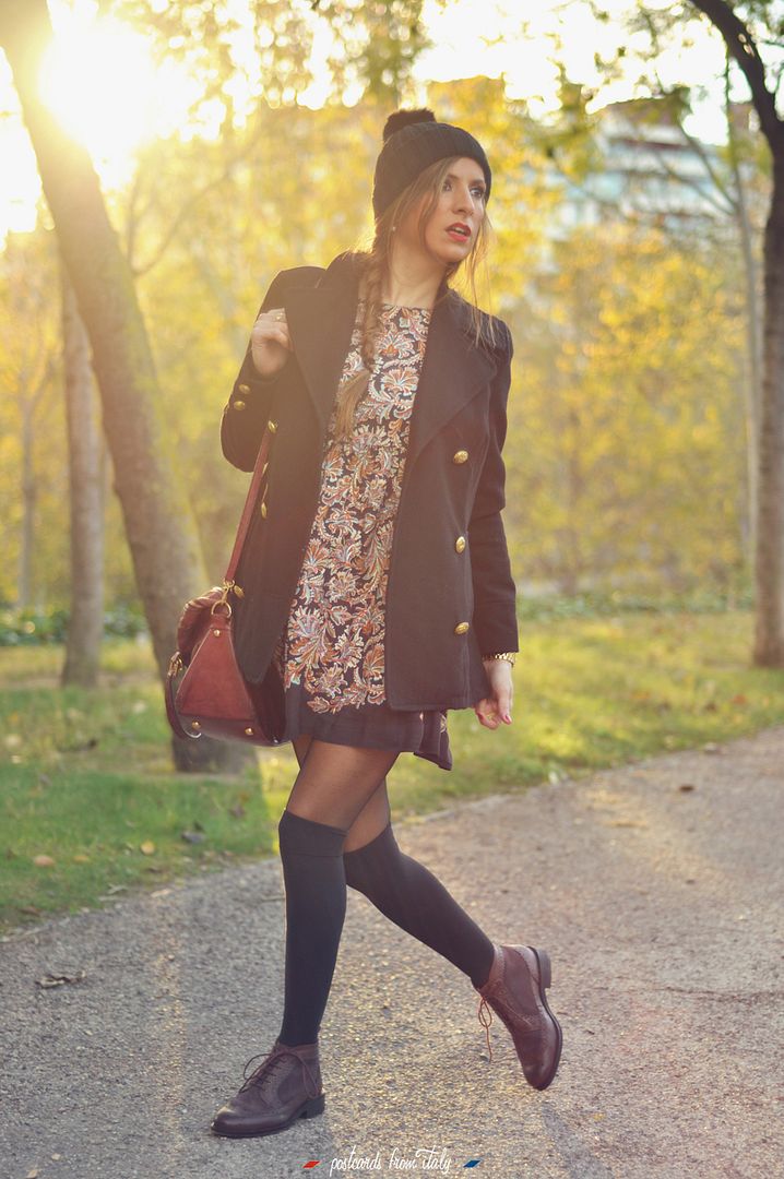 Vestido de Zara de manga larga. Blucher picados.'
