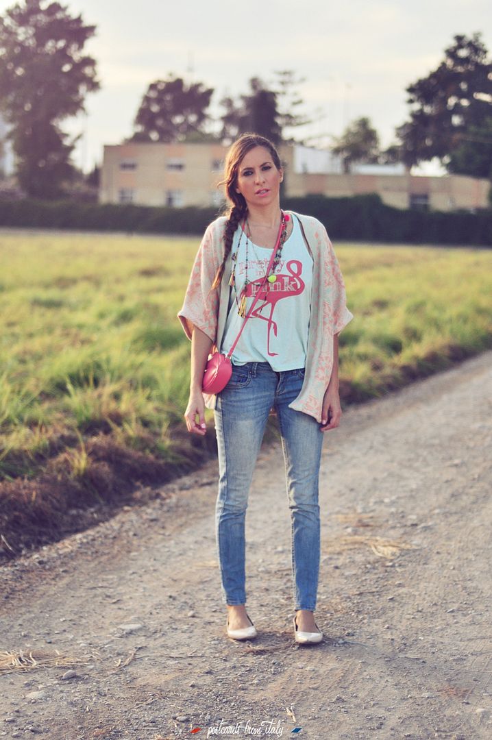 Outfit de kimono étnico, camiseta .'