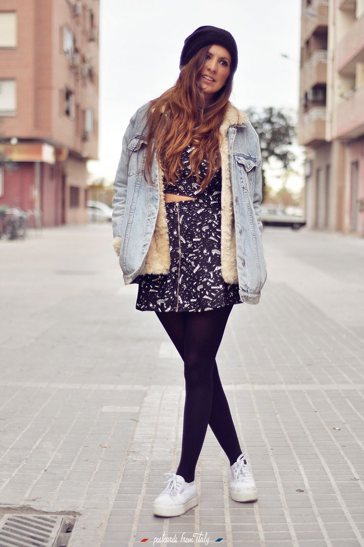 Conjunto de dos piezas top crop con chanqueta oversize