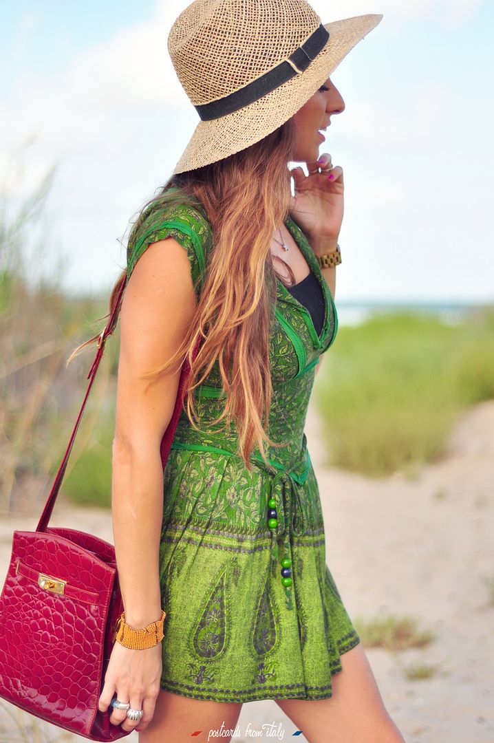 Outfit playa vestido verde