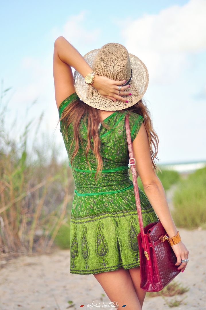 Outfit playa vestido verde