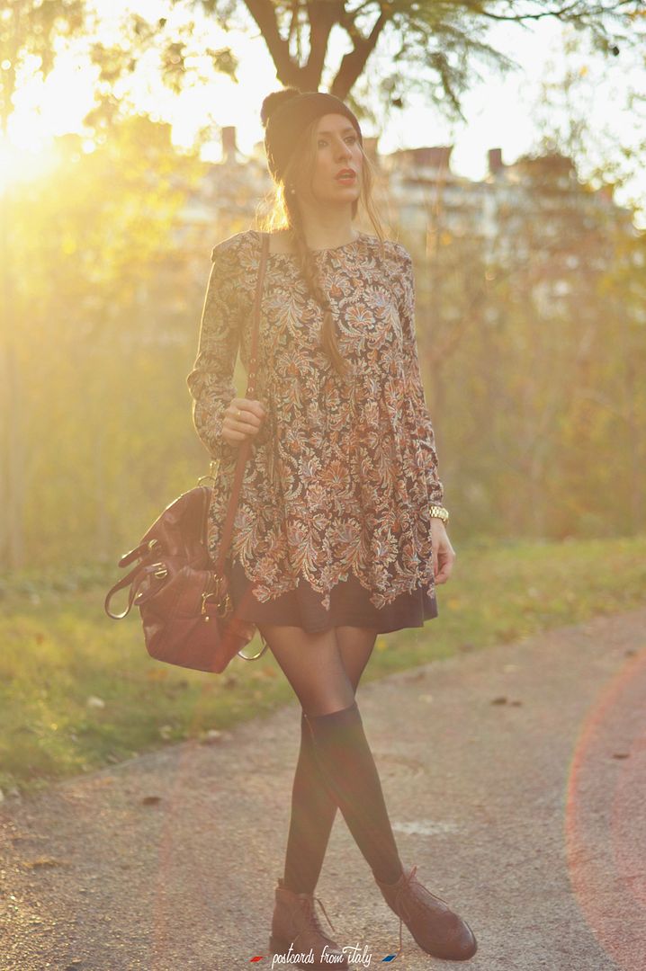 Vestido de Zara de manga larga. Blucher picados.'