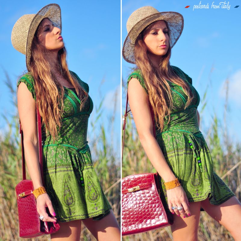 Outfit playa vestido verde