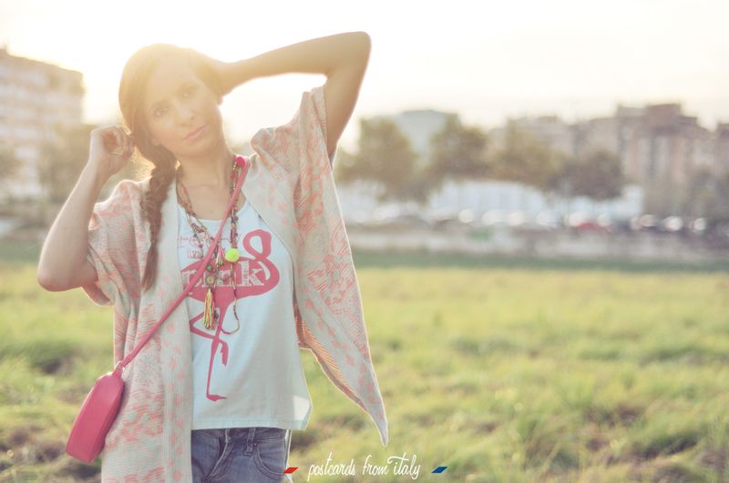 Outfit de kimono étnico, camiseta .'