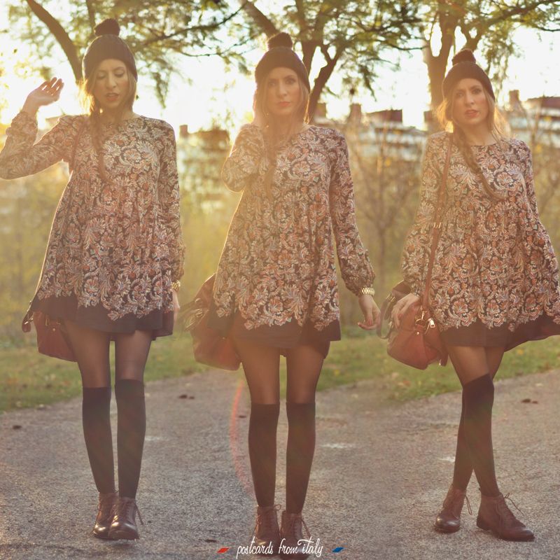 Vestido de Zara de manga larga. Blucher picados.'