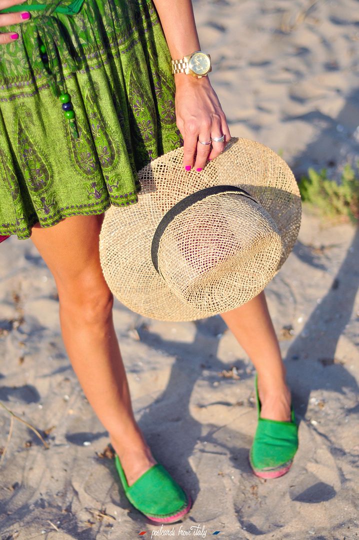 Outfit playa vestido verde