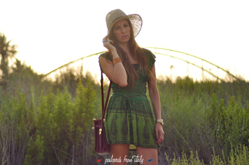 Outfit playa vestido verde