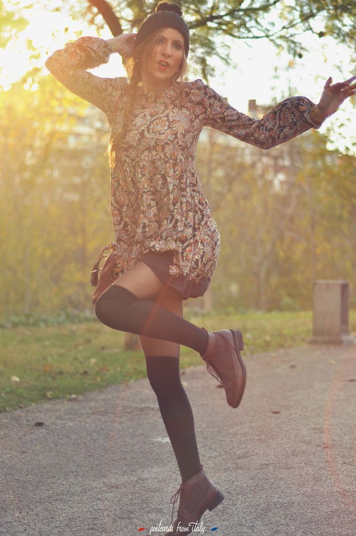 Vestido de Zara de manga larga. Blucher picados.'