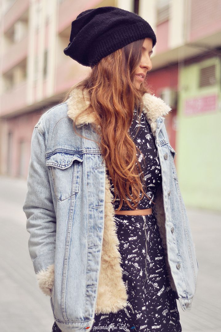 Conjunto de dos piezas top crop con chanqueta oversize