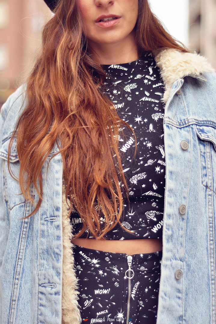 Conjunto de dos piezas top crop con chanqueta oversize