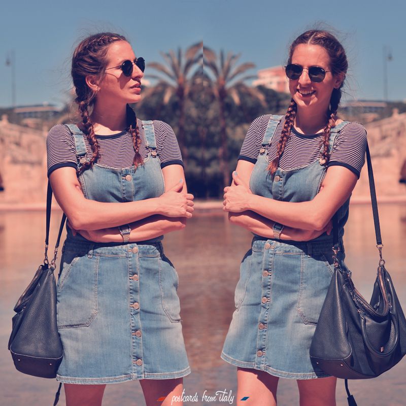 Outfit de peto vaquero con zapatillas stan smith y trenzas boxer