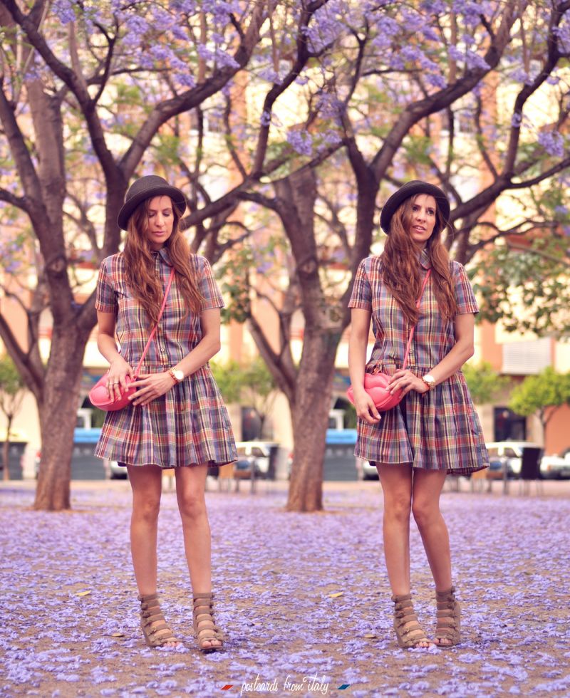 Vestido a cuadros felicity dress plaid de pepa loves con clutch labios