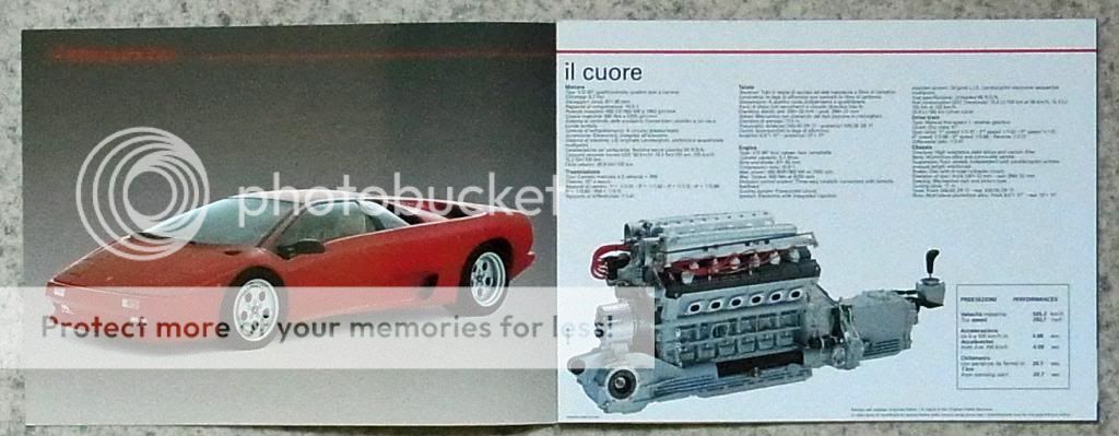 Lamborghini Diablo Sports Car Sales Brochure c1990 Italian English Text